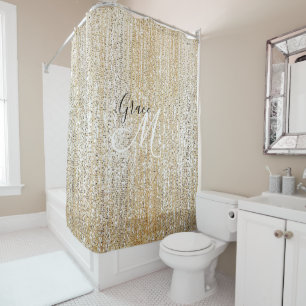 Rideaux De Douche Champagne pétillant scintillant monogramme moderne