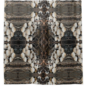 Rideaux De Douche Champignons sauvages blancs Motif naturel Abstrait