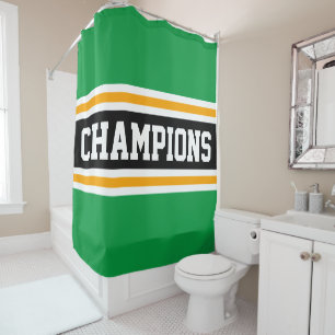Rideaux De Douche CHAMPIONS athlétiques Vert Noir Orange Rayures