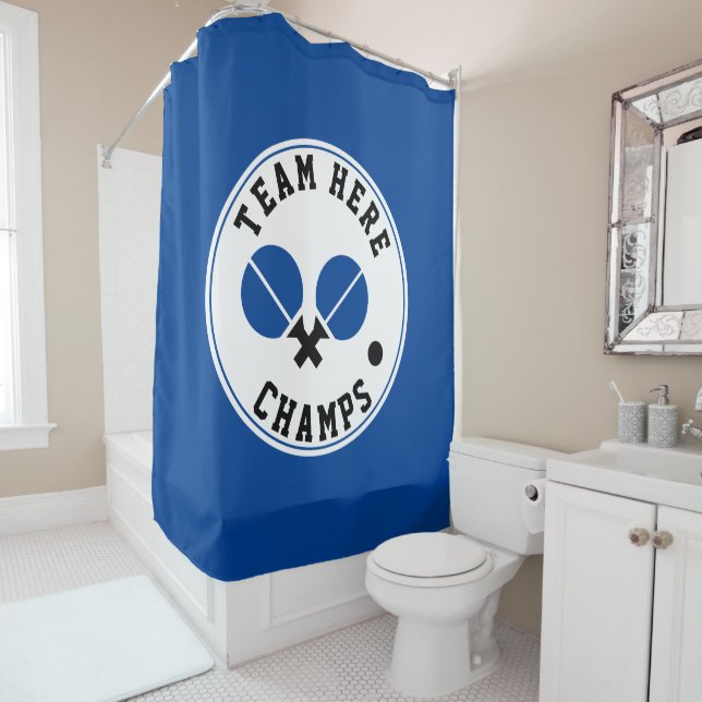 Rideaux De Douche champs de ping-pong, bleu noir (En situation)