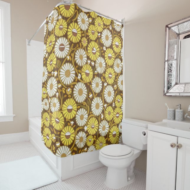 Rideaux De Douche Charmante collection de marguerite polyvalent (En situation)