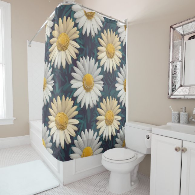 Rideaux De Douche Charmante collection de marguerite polyvalent (En situation)