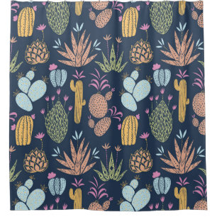 Rideaux De Douche Charme de cactus : Vintage coloré Floral