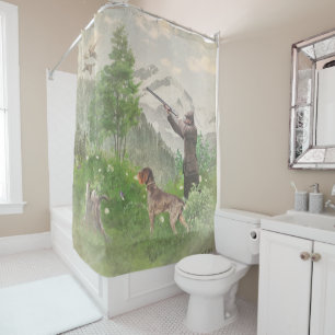 Rideaux De Douche Chasse avec pointeur À poils durs allemand