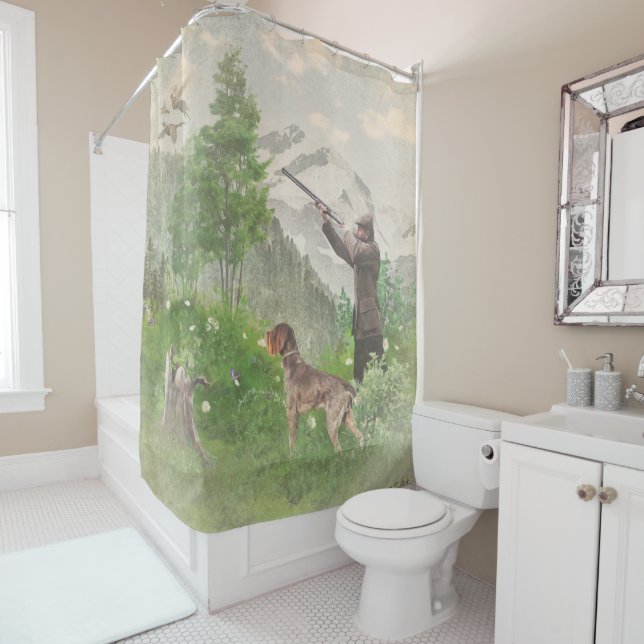 Rideaux De Douche Chasse avec pointeur À poils durs allemand (En situation)