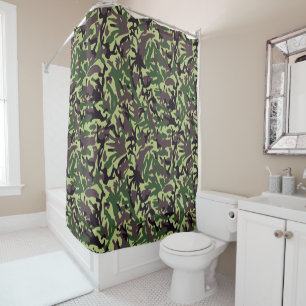 Rideaux De Douche Chasseurs Motif Camo Vert