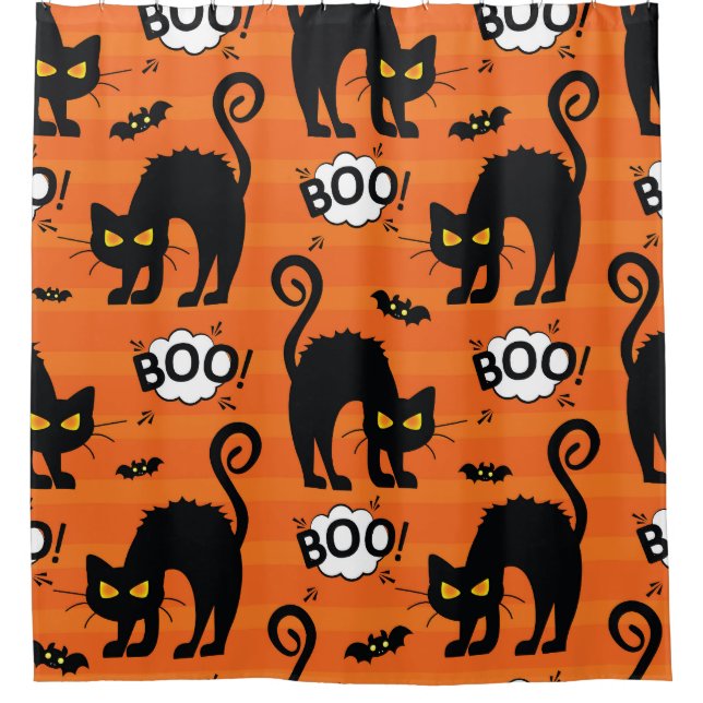 Rideaux De Douche chat Abstrait, nuage, motif Halloween (Devant)