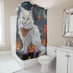 Rideaux De Douche Chat angora turc Halloween sinistre
