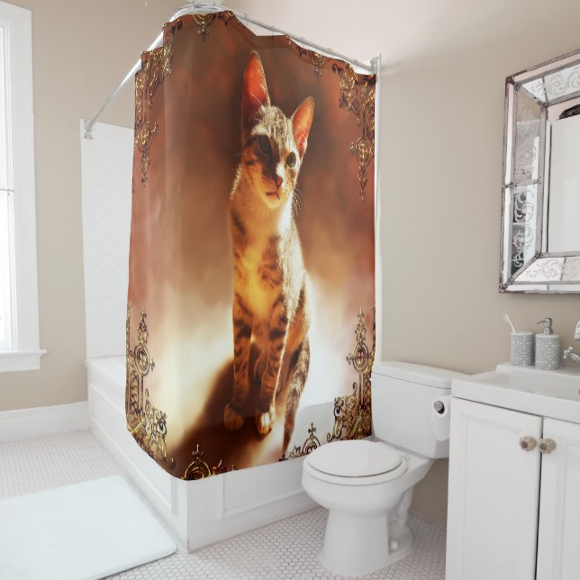 Rideaux De Douche Chat assis (En situation)
