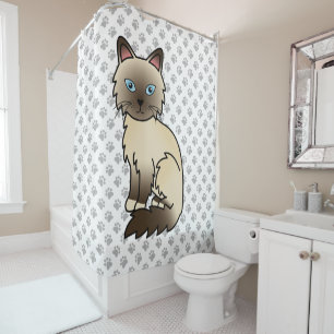 Rideaux De Douche Chat Birman / Ragdoll pointe chocolat & Pattes