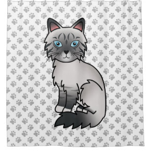 Rideaux De Douche Chat Birman / Ragdoll Tabby pointe bleue & Pattes