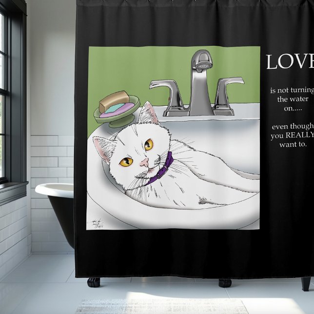 Rideaux De Douche Chat blanc lavabo (Créateur téléchargé)