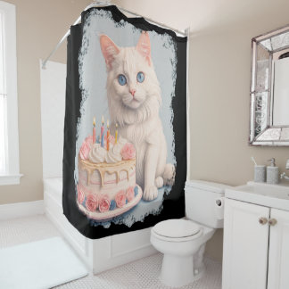 Rideaux De Douche Chat d'anniversaire mignon