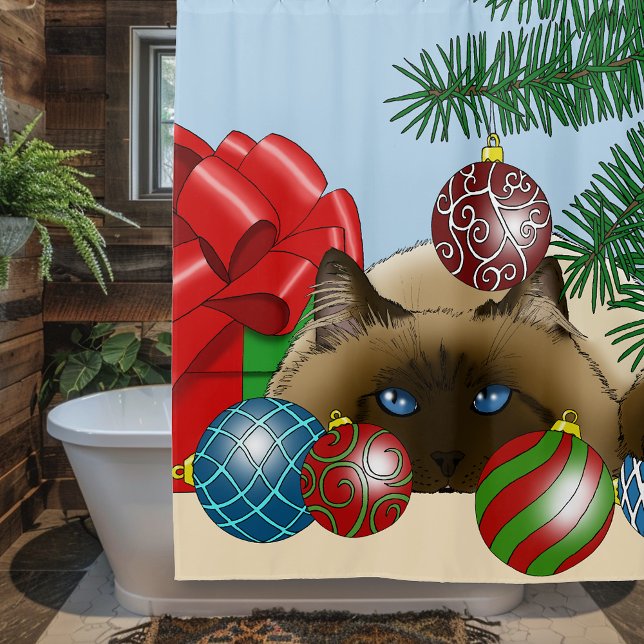 Rideaux De Douche Chat d'ornement de Noël (Créateur téléchargé)