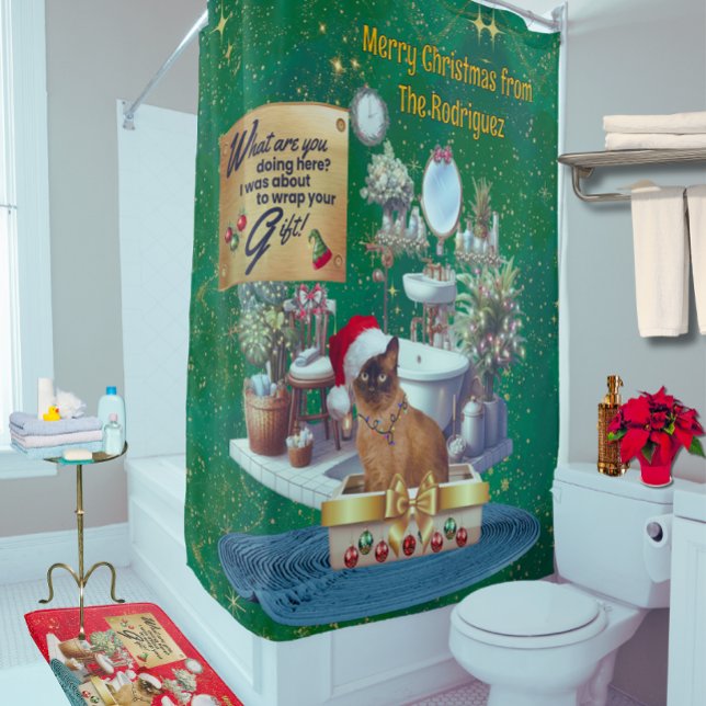 Rideaux De Douche Chat drôle de Noël en boîte à lettres (Realistic Cat)