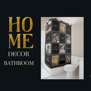 Rideaux De Douche chat maman & chat papa photo collage jeter oreille