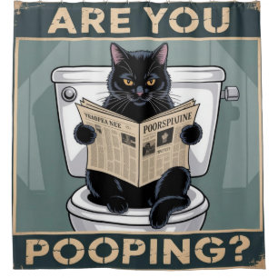 Rideaux De Douche Chat noir drôle "Êtes-vous en train de faire caca