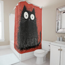 Chat noir surpris sur cramoisi vif