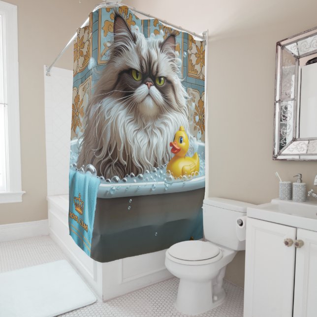 Rideaux De Douche Chat Perse Sloppy Sleepy mignonne drôle (En situation)