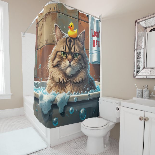 Rideaux De Douche Chat Sloppy Sleepy mignonne drôle (En situation)