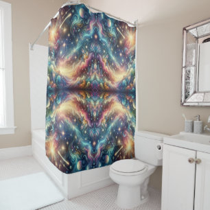 Rideaux De Douche Château Lointain Céleste Coloré Fantastique Mystiq