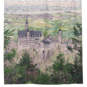 Rideaux De Douche Château Retro Neuschwanstein en Allemagne