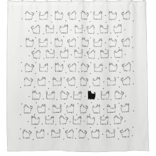 Rideaux De Douche Chats blancs de chat noir