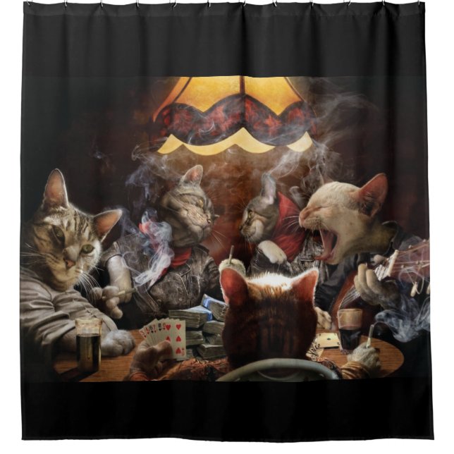 Rideaux De Douche Chats jouant au poker (Devant)