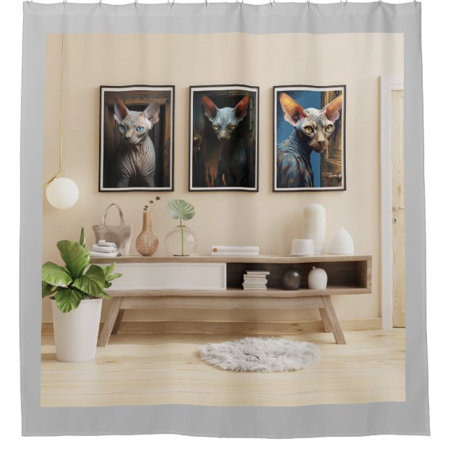 Rideaux De Douche Chats Sphynx Art (Devant)