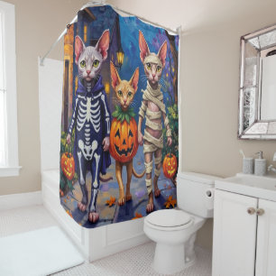Rideaux De Douche Chats Sphynx faisant Trick-or-Treating en costume
