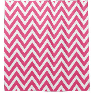 Rideaux De Douche Chaud rose et blanc Chevron