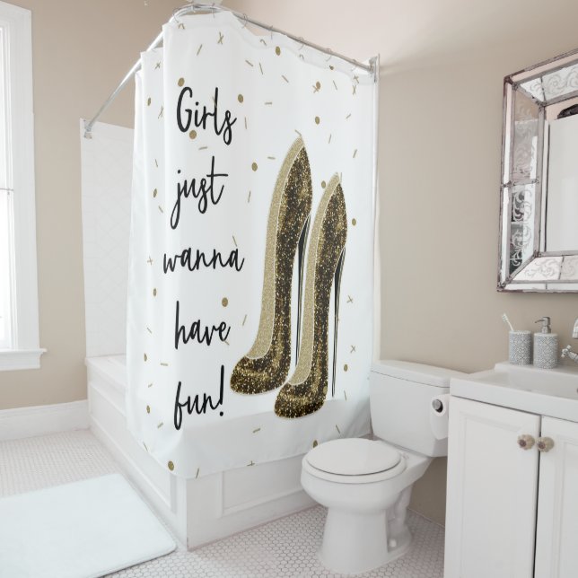 Rideaux De Douche Chaussures Haute Talons Fashion Glam Beauté Girls  (En situation)