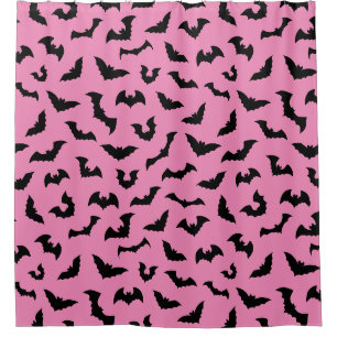 Rideaux De Douche Chauve-souris rose pastel motif halloween