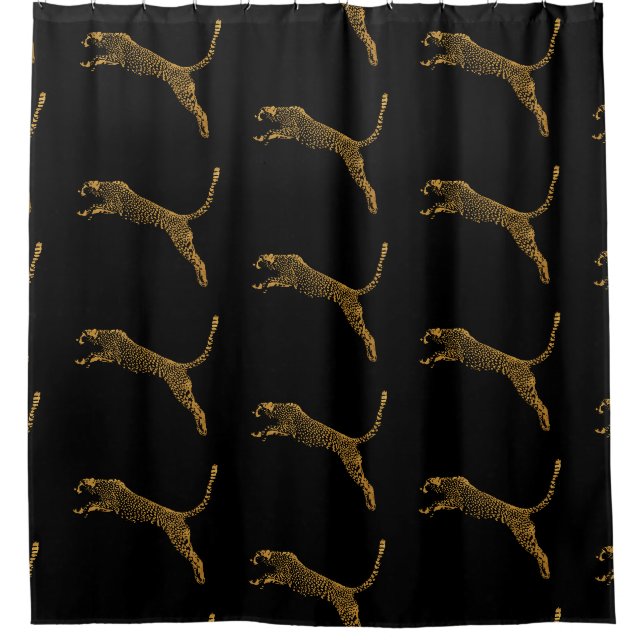 Rideaux De Douche Cheetah en or métallique (Devant)