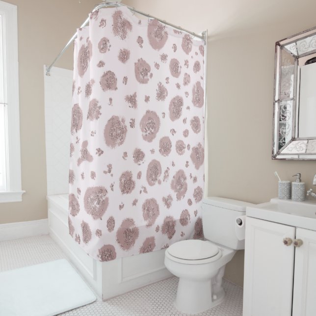 Rideaux De Douche Cheetah Léopard Rose Blushing Imprimer Motif Douch (En situation)