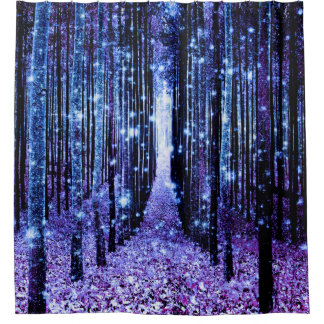 Rideaux De Douche Chemin de la forêt magique bleu pourpre