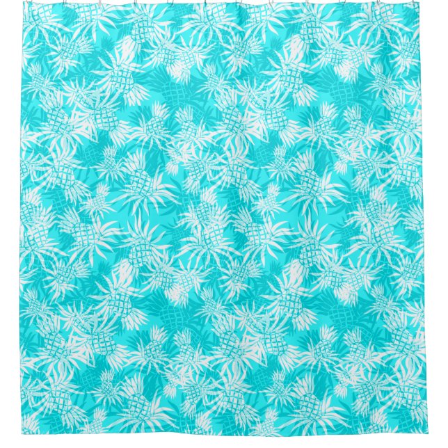 Rideaux De Douche Chemise Aloha Tropical Hawaiian Camo à ananas (Devant)