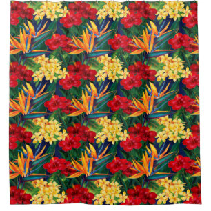 Rideaux De Douche Chemise florale hawaïenne de paradis tropical