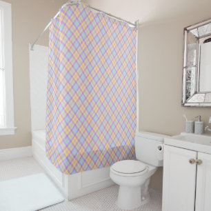 Rideaux De Douche Chèque vintage Pastel Motif Lavender bleu