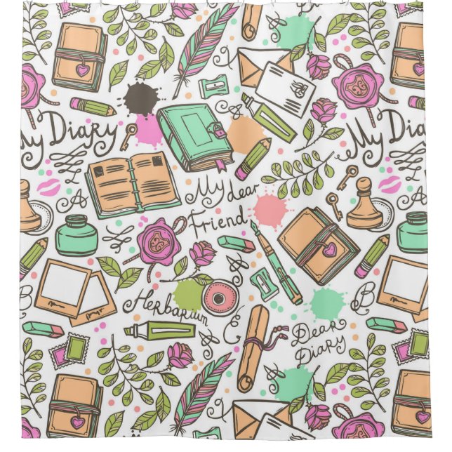Rideaux De Douche Cher Motif de journal (Devant)