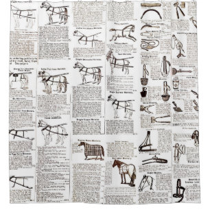 Rideaux De Douche Cheval Antique Publicité Journal Art
