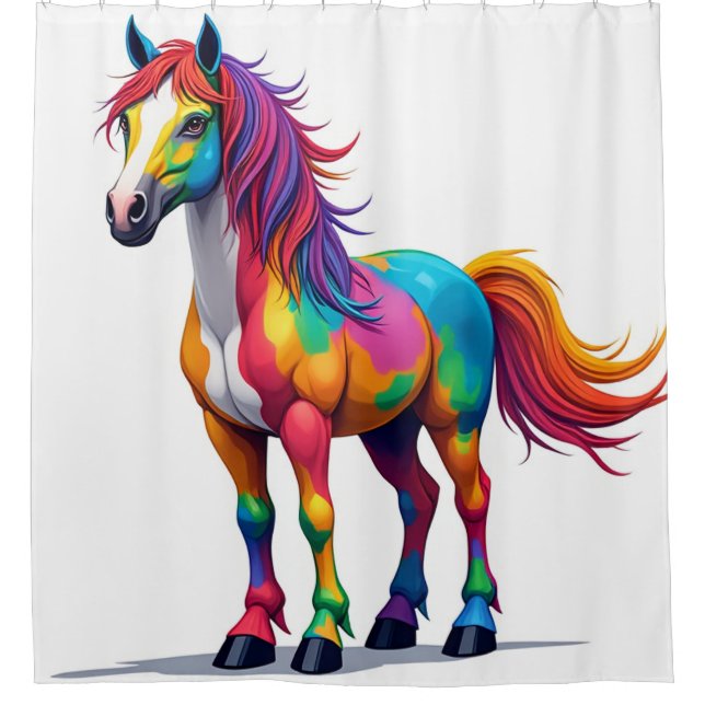 Rideaux De Douche Cheval arc-en-ciel (Devant)
