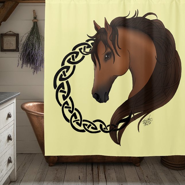 Rideaux De Douche Cheval Brown celtique Jaune (Créateur téléchargé)