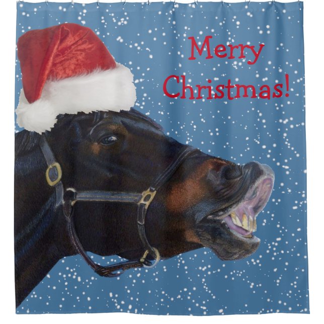 Rideaux De Douche Cheval de Noël d'amusement (Devant)