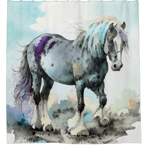 Rideaux De Douche Cheval de trait Shire aquarelle