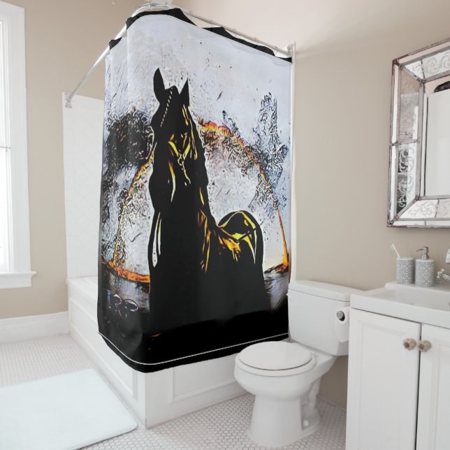 Rideaux De Douche Cheval frais 02-01 (En situation)