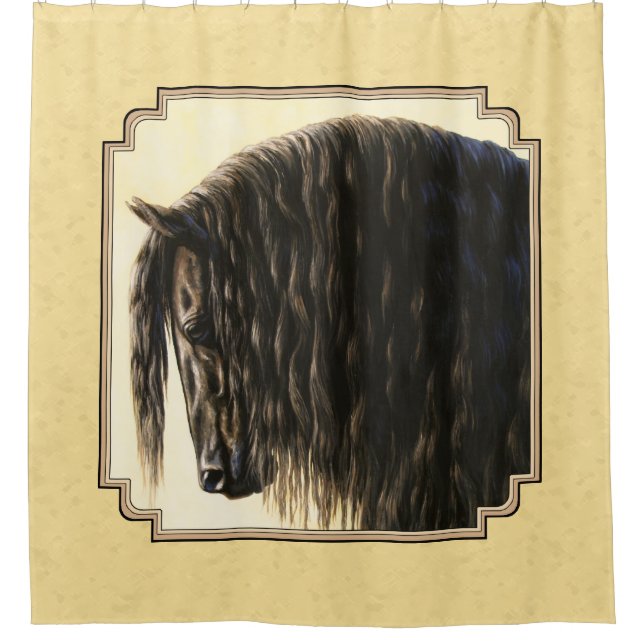 Rideaux De Douche Cheval friésien Jaune (Devant)