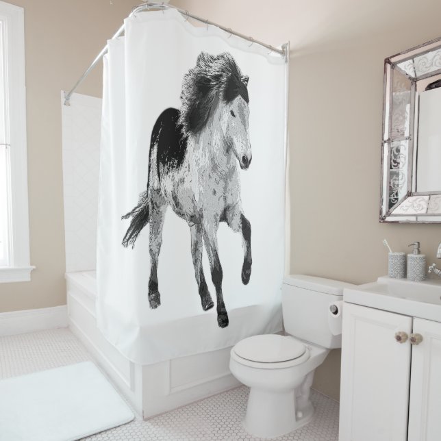 Rideaux De Douche Cheval islandais en mouvement (En situation)
