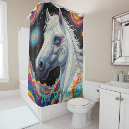 Rideaux De Douche Cheval Psychédélique Cosmologique : Voyage Surréel