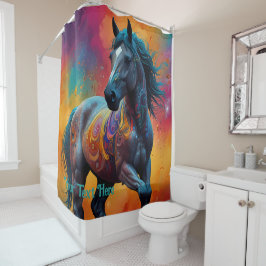 Rideaux De Douche Cheval Psychédélique Cosmologique : Voyage Surréel